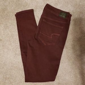 Burgundy American Eagle Jeggings